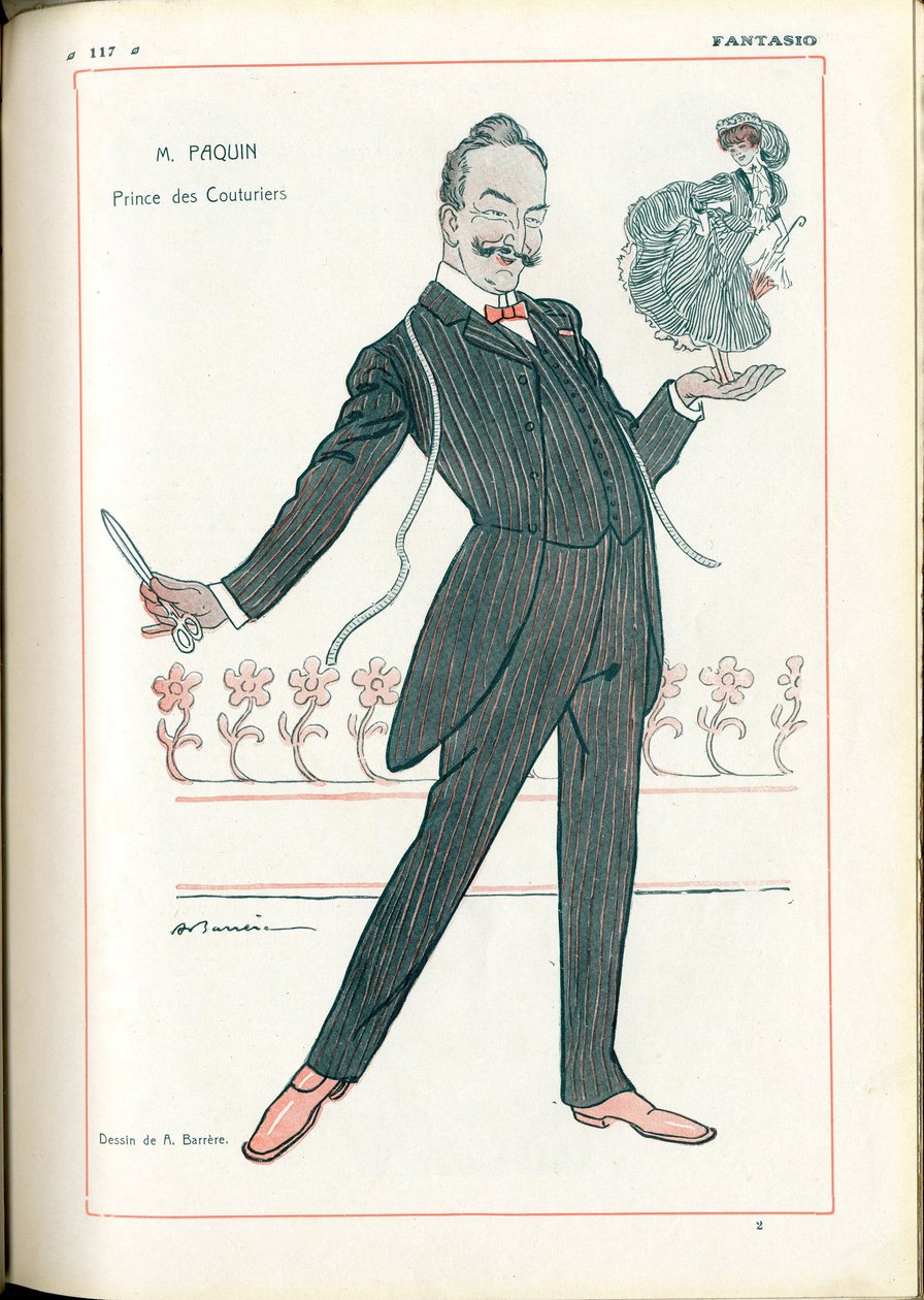 Fantasio: Metiers, Fashion - Tailor Couturier, Paquin, 06/15/1907 (engraving) by Adrien Barrere