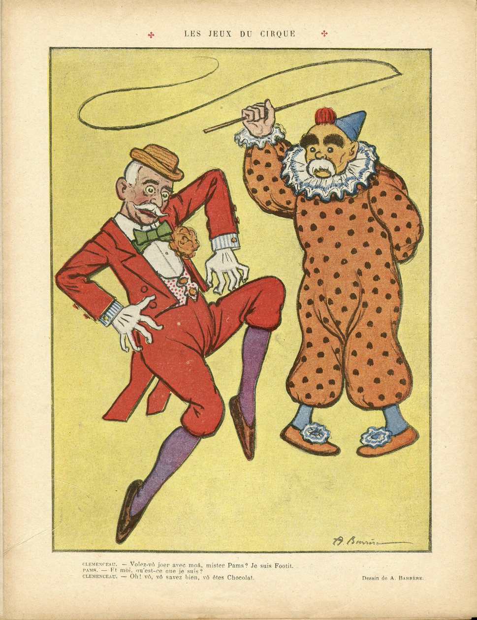 Illustration of A Barrere in Le Rire, 22/02/13 - Circus Games - Clemenceau George, Pams Jules, Circus, Carnival/Game/Circus by Adrien Barrere