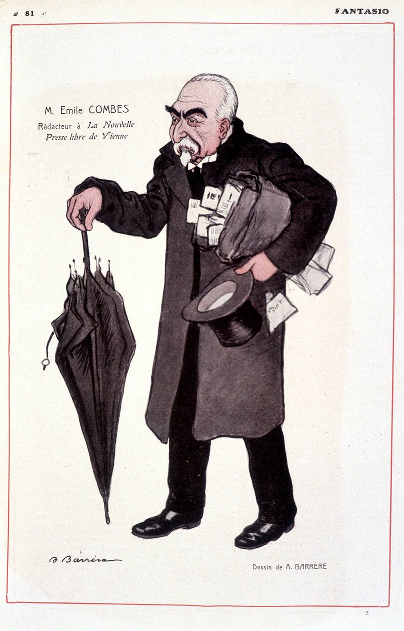 Portrait of Emile Combes, French politician (1835-1921), Illustration by Adrien Barrere in Fantasio 01/03/1907 by Adrien Barrere