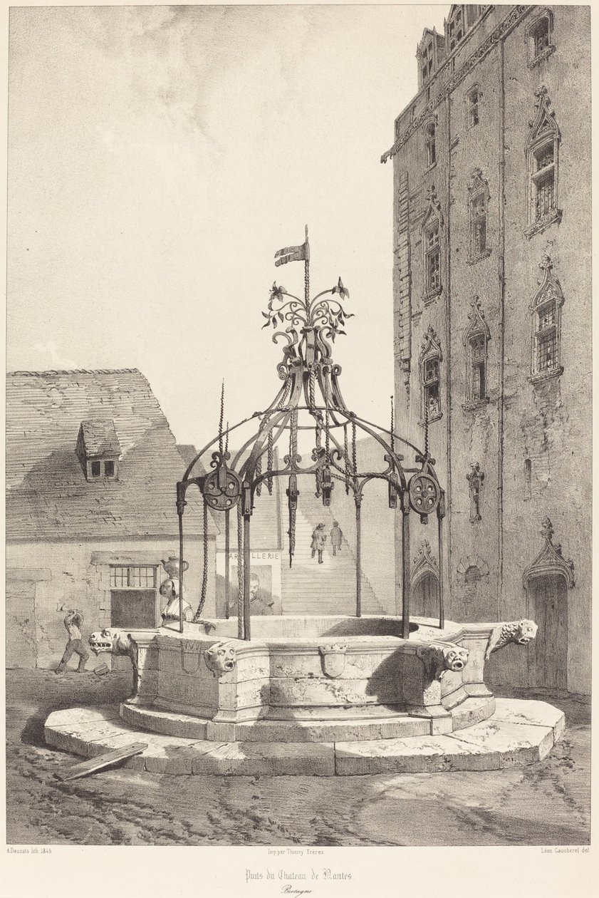 Well of the Chateau de Nantes, Brittany by Adrien Dauzats after Léon Gaucherel
