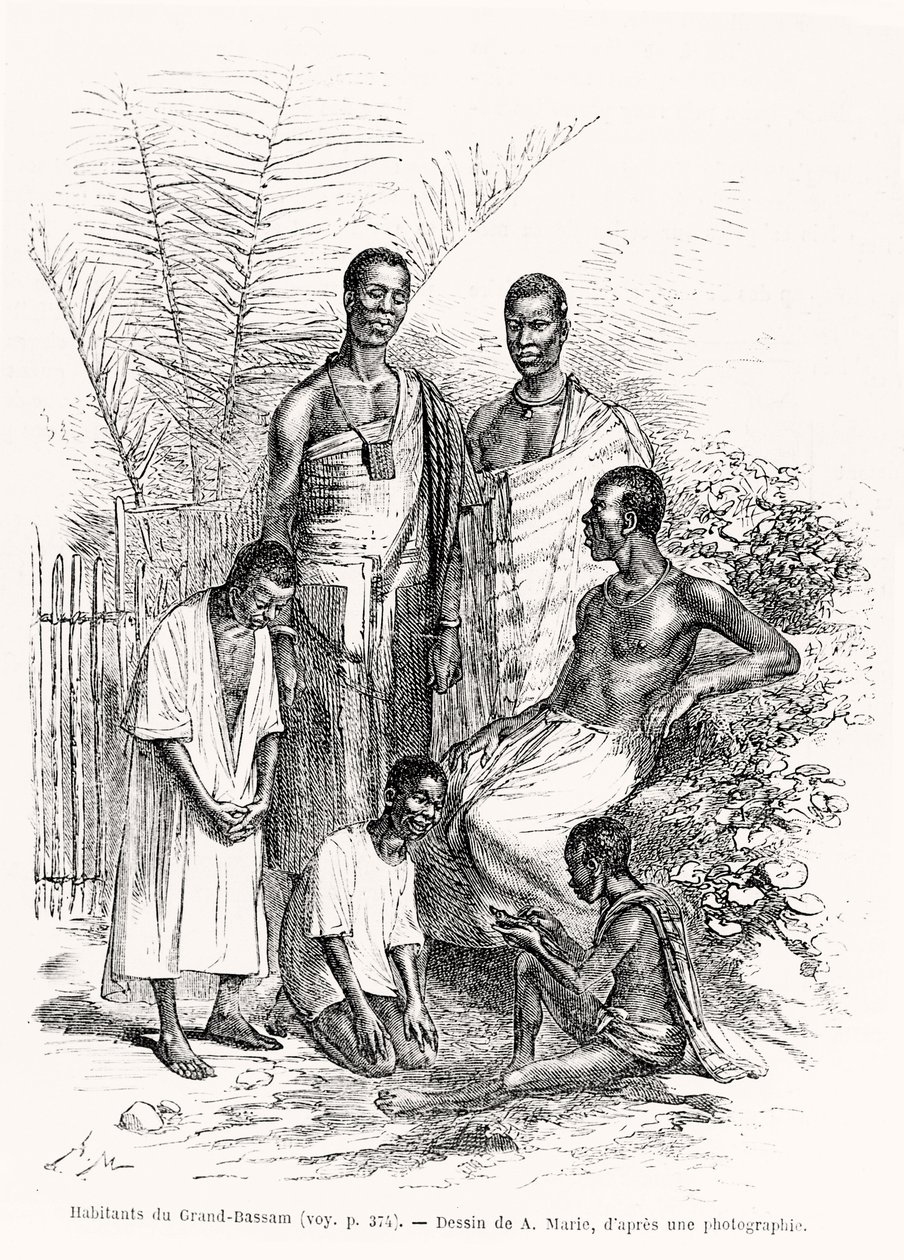 Inhabitants of Grand-Bassam, illustration from Le Tour du Monde, 1868 by Adrien Emmanuel Marie