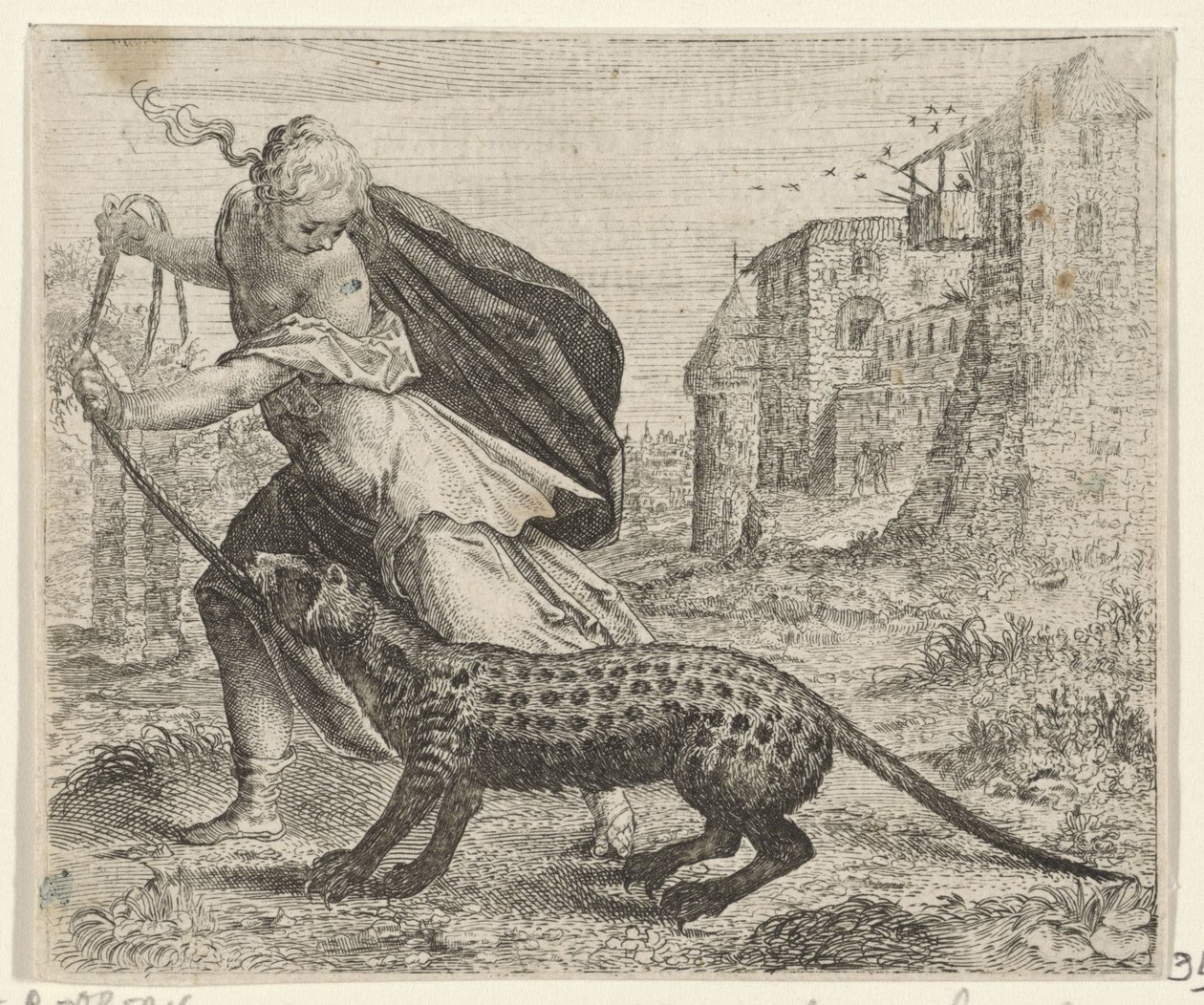 Fable of the Woman with a Civet Cat by Egidius  Sadeler (II)