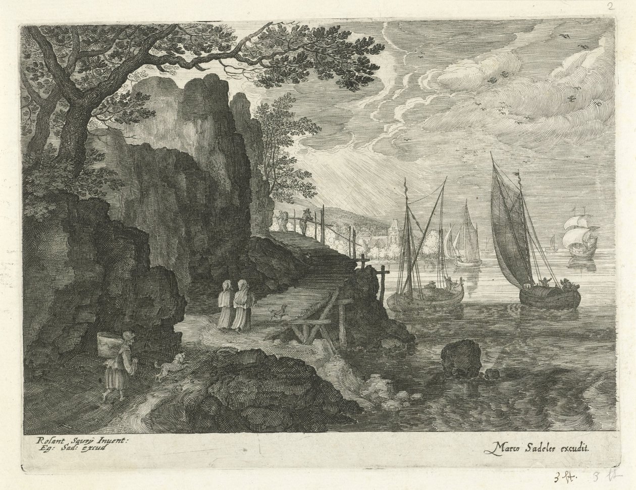 View of a Harbor (series title: Landscapes from Tyrol) by Egidius  Sadeler (II)