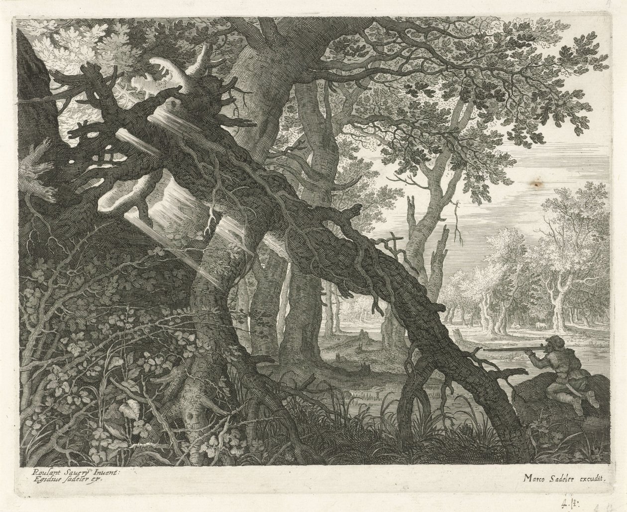 Rabbit Hunt in a Forest Landscape by Egidius  Sadeler (II)