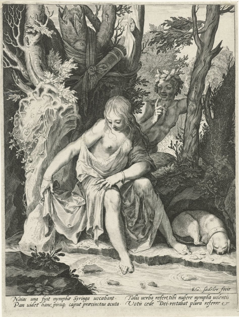 Pan Spies on the Nymph Syrinx by Egidius  Sadeler (II)