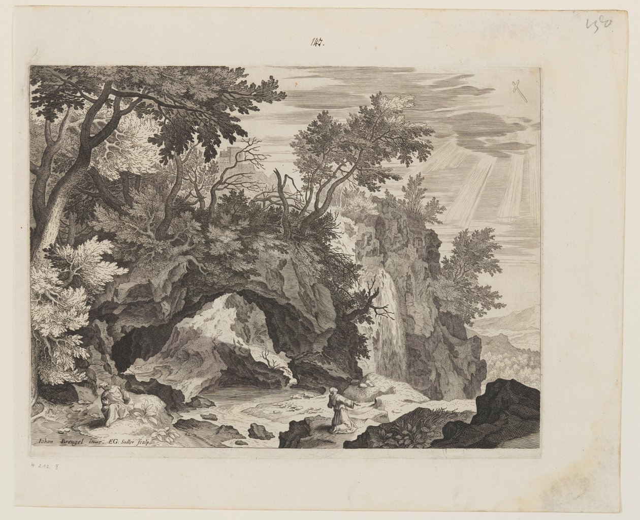 Rocky Landscape with The Stigmatization of St. Francis by Aegidius Sadeler II