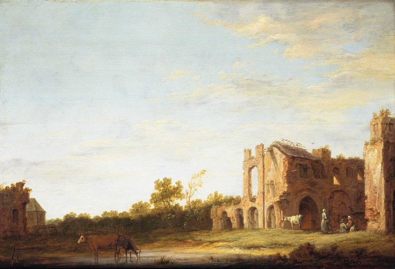Landscape with the Ruins of Rijnsburg Abbey, near Leiden by Aelbert Cuyp
