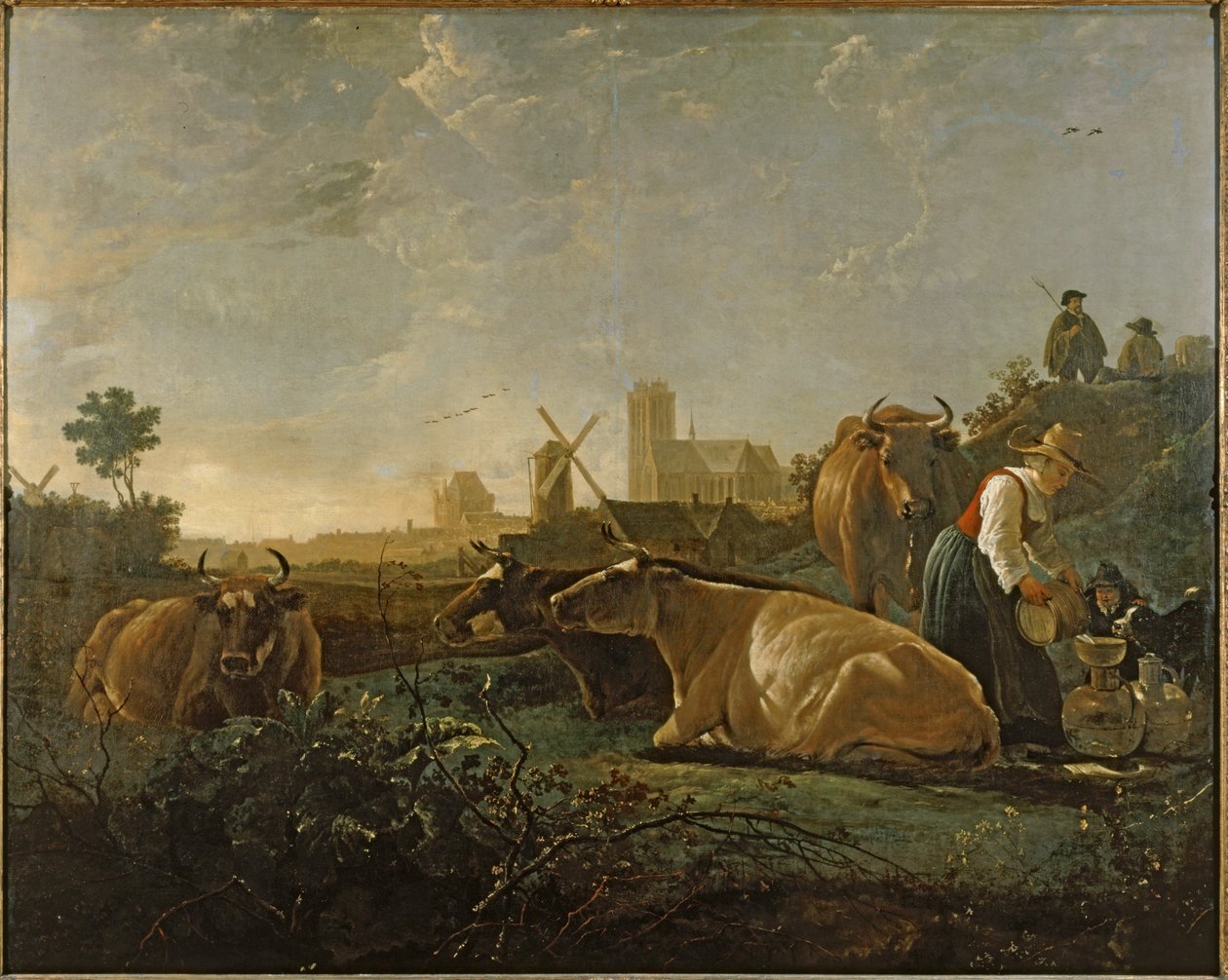 Milkmaid and Cattle Near Dordrecht by Aelbert Cuyp