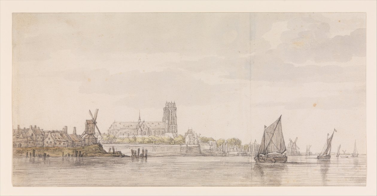 View of the Great Church in Dordrecht from the River Maas by Aelbert Cuyp