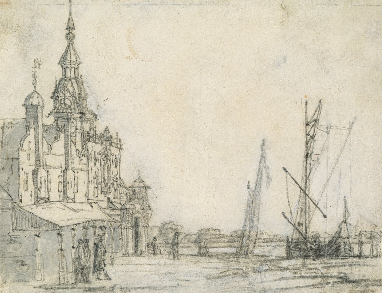 View of the Groothoofdspoort from the north-east, Dordrecht, 1618 by Aelbert Cuyp