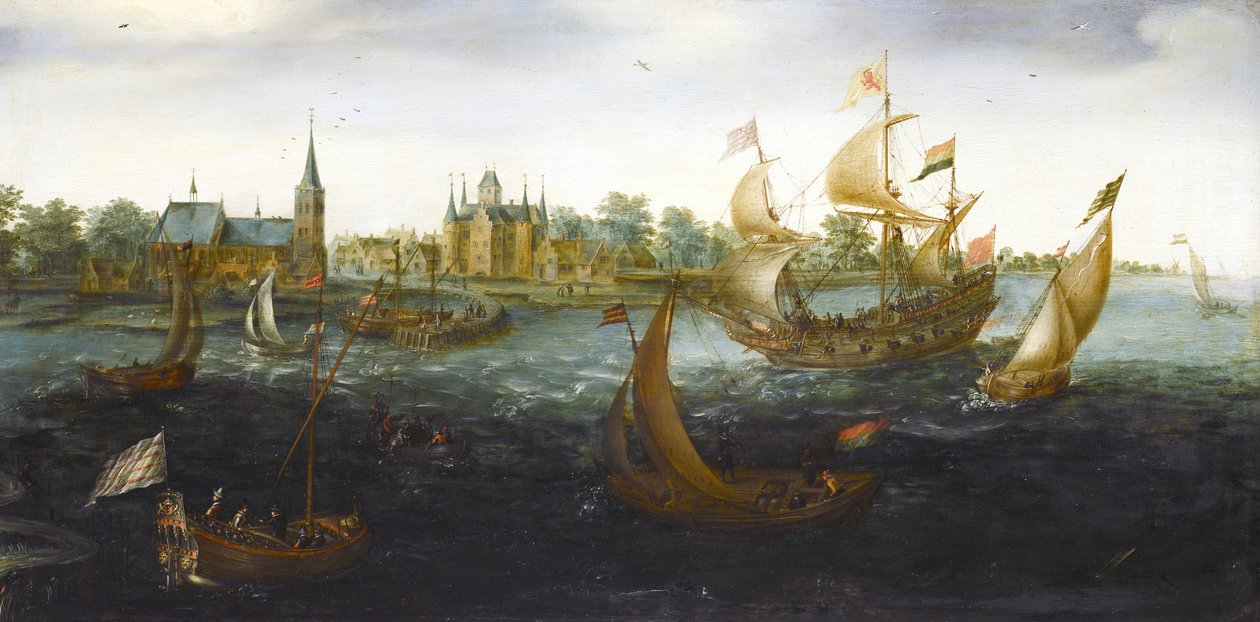 Ships off IJsselmonde by Aert Anthoniszoon