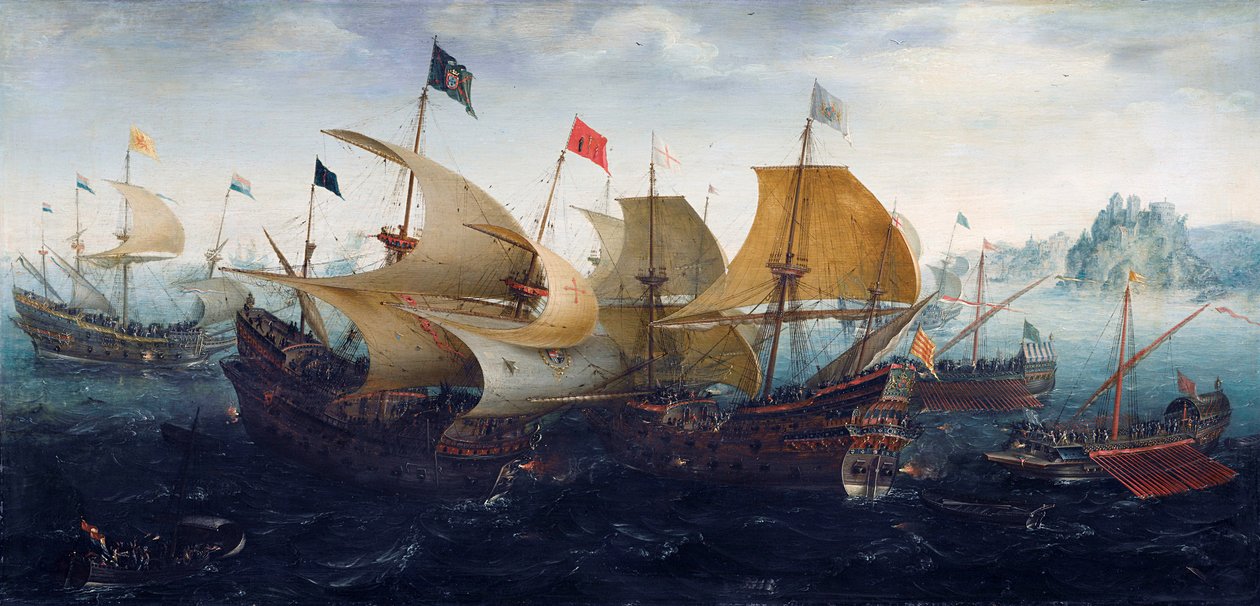 The Battle of Cadiz (Dutch and English Ships Attack the Spanish Armada) by Aert Anthoniszoon