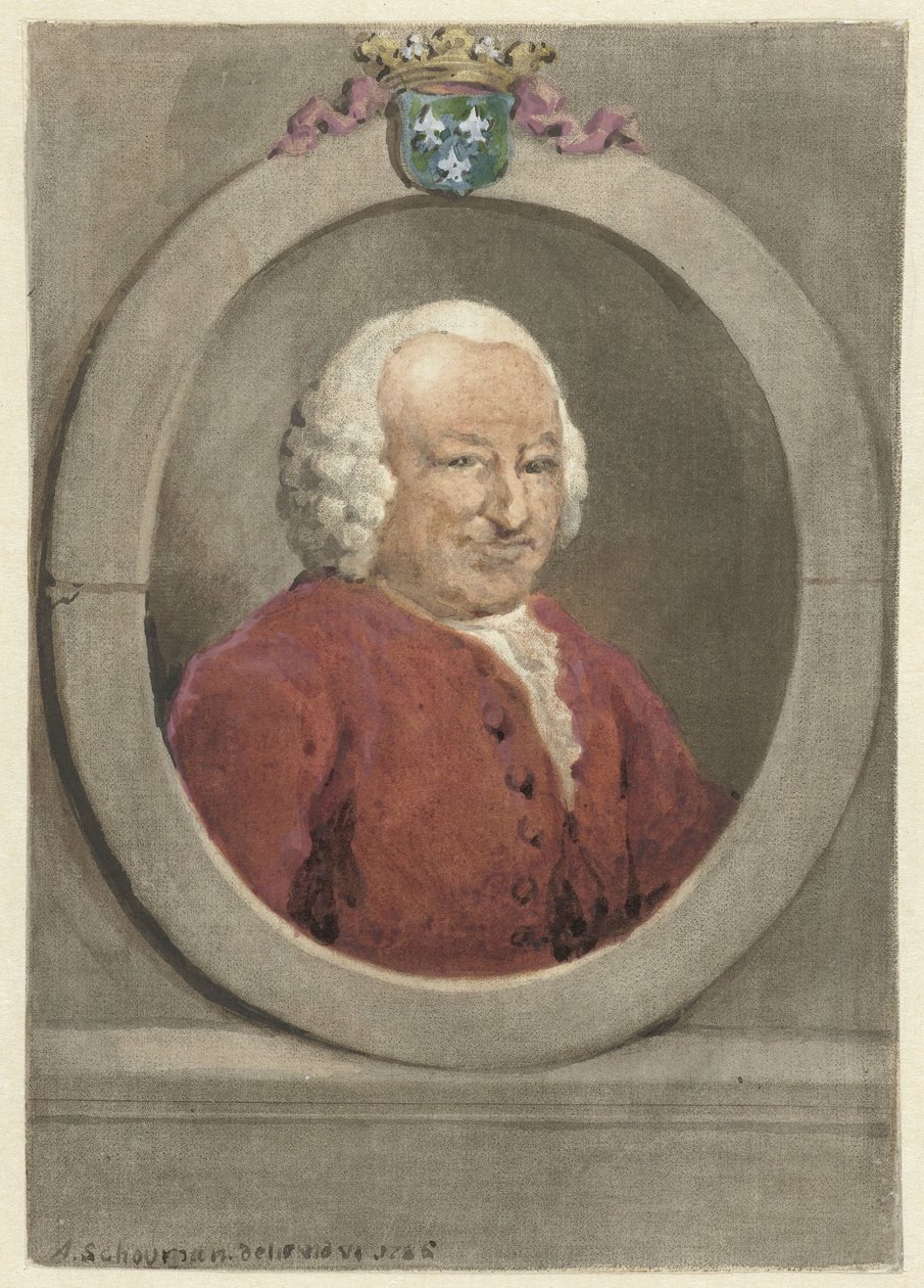 Portrait of Johan Hudde Dedel, in Oval, to the Right by Aert Schouman