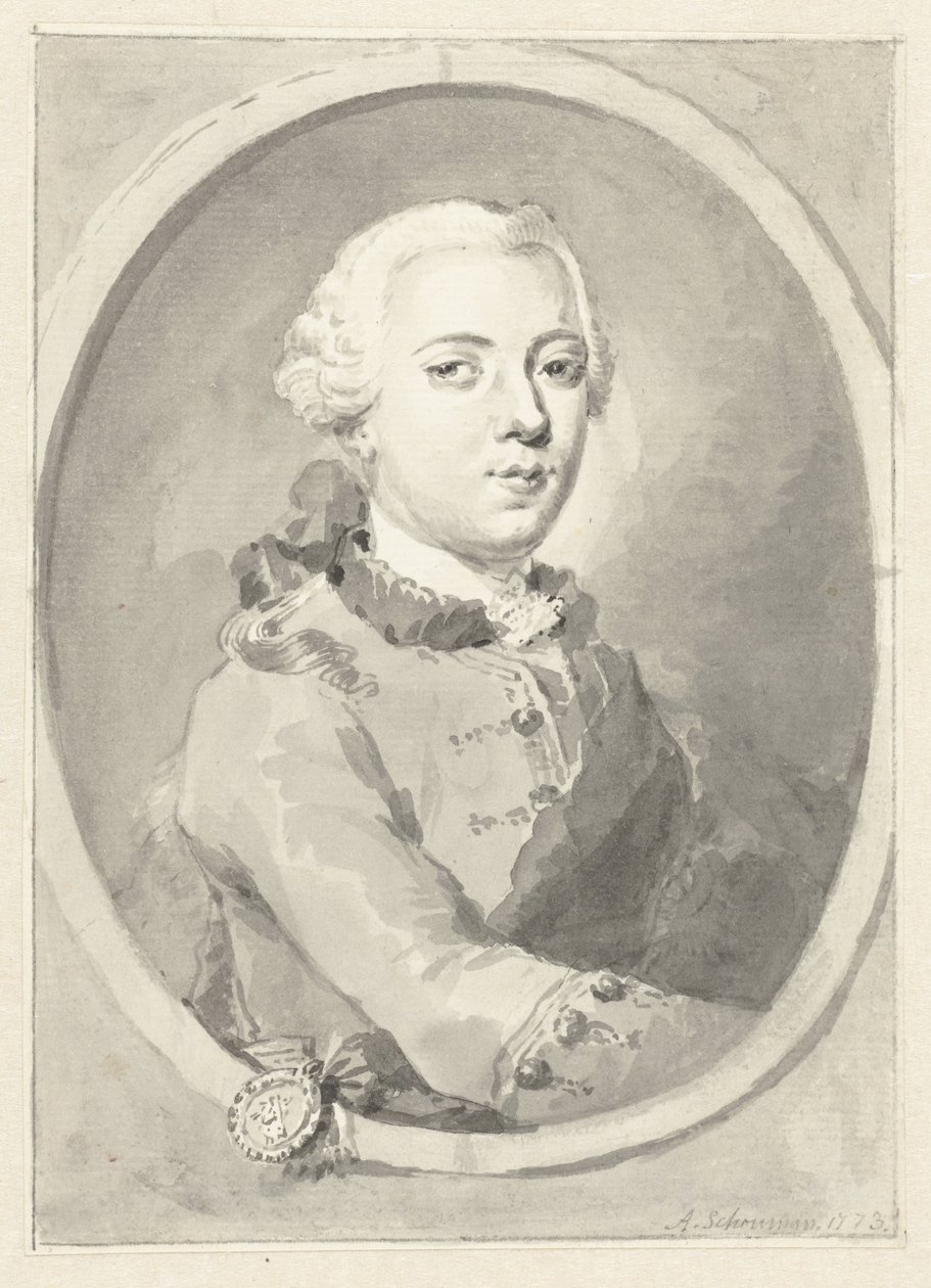 Portrait of William V, Prince of Orange-Nassau, to the Right, in Oval by Aert Schouman