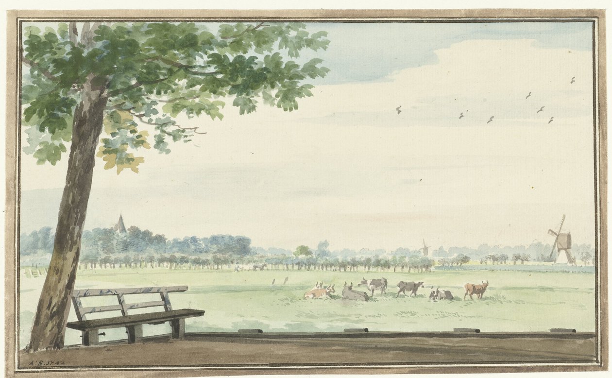 The Hamlet, De Lindt, in the Zwijndrechtse Waard near Meerdervoort by Aert Schouman