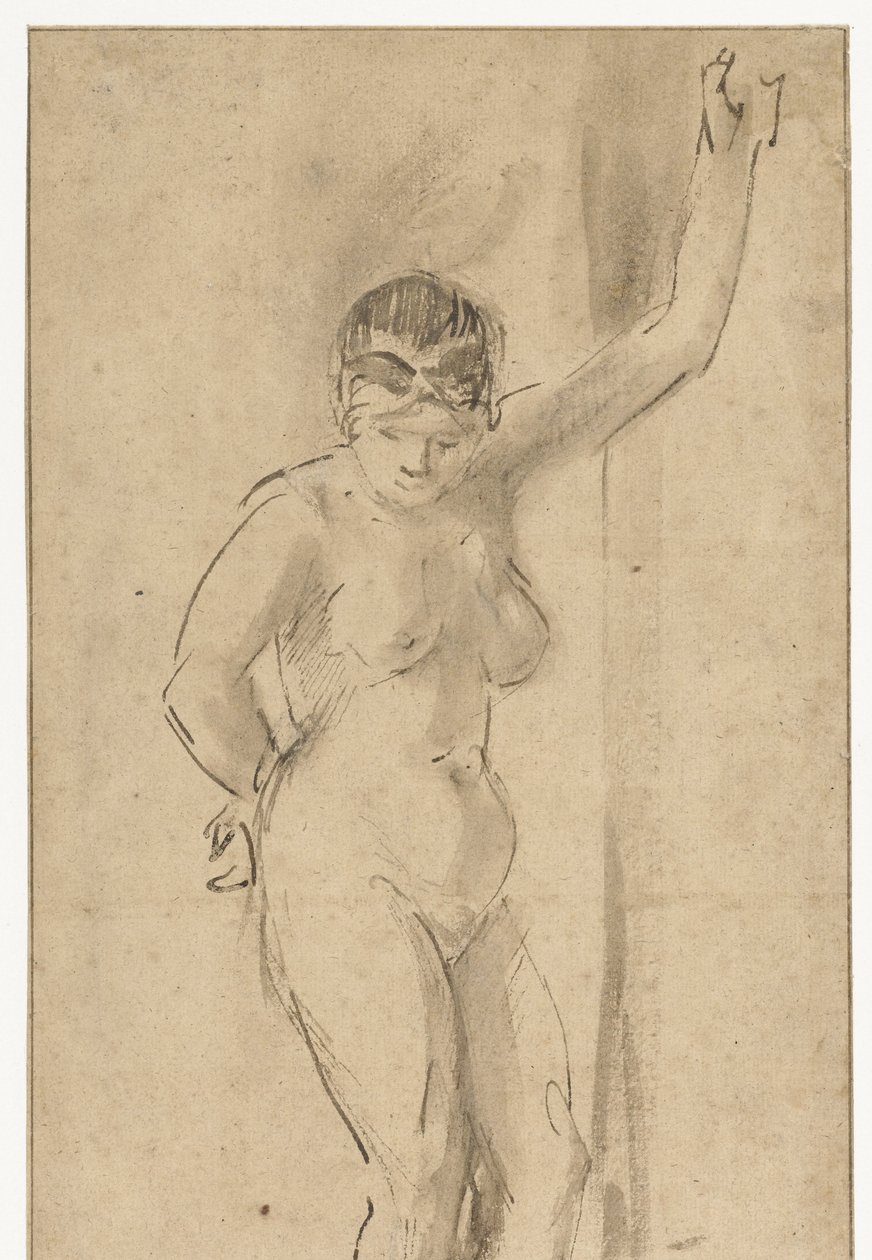 Standing Female Nude with Raised Arm by Aert de Gelder (attributed to)