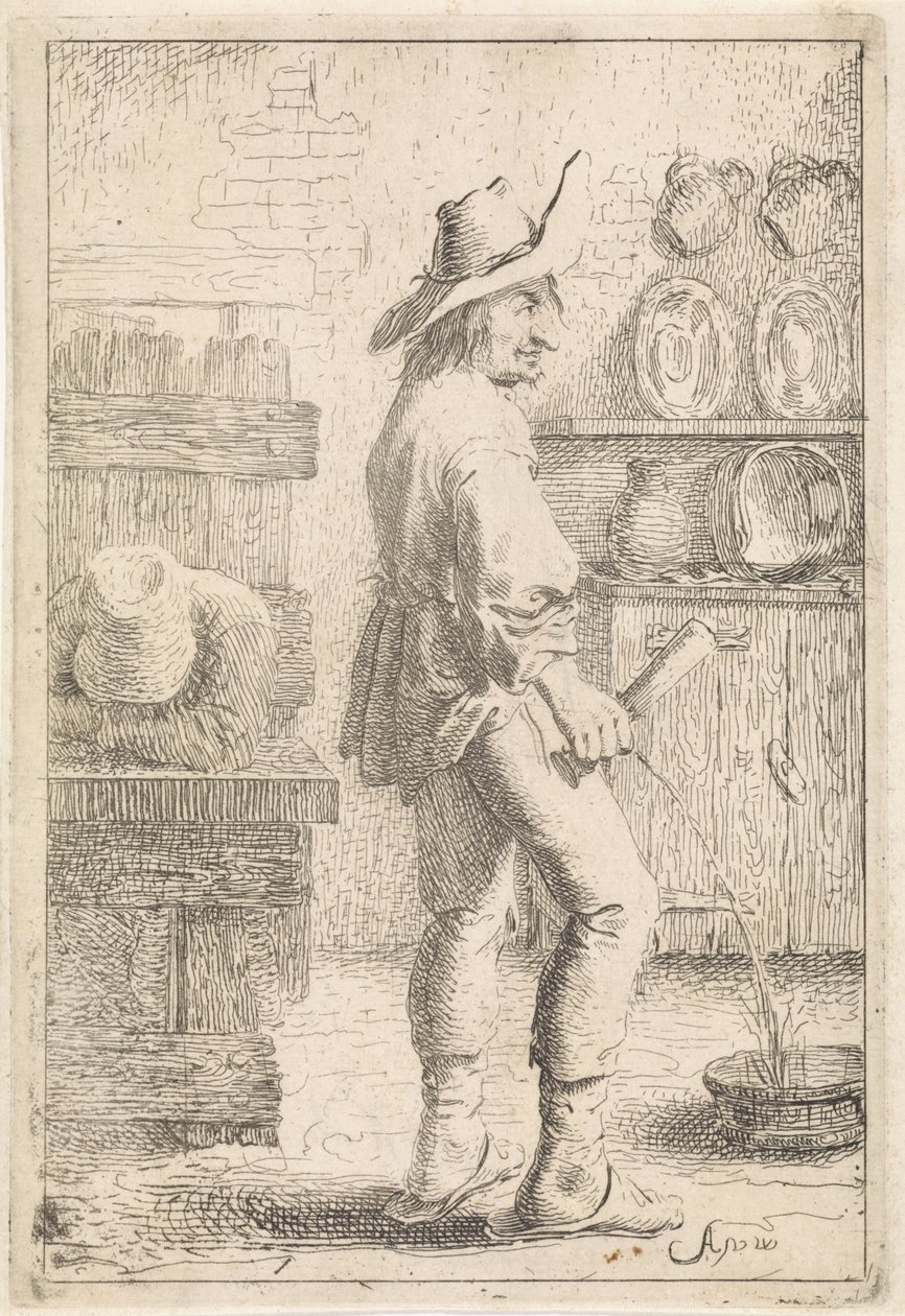 A peeing man by Aert van Waes