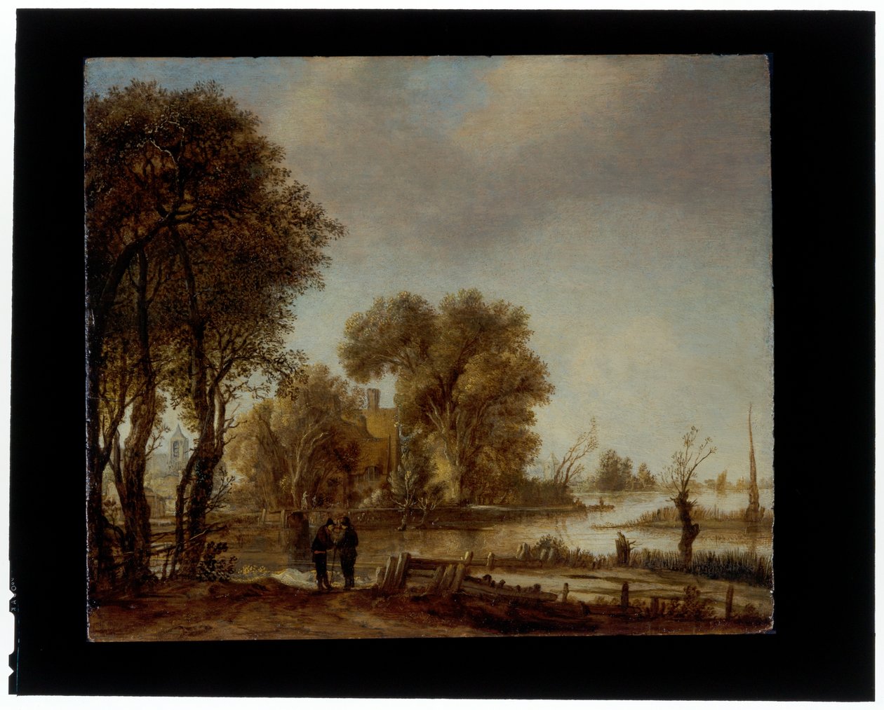 A River Landscape with Men Conversing on a Track by Aert van der Neer
