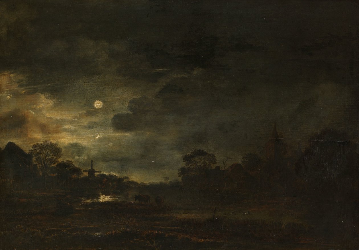 Landscape by Moonlight by Aert van der Neer