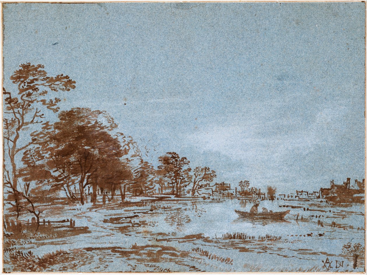 River Landscape by Moonlight by Aert van der Neer