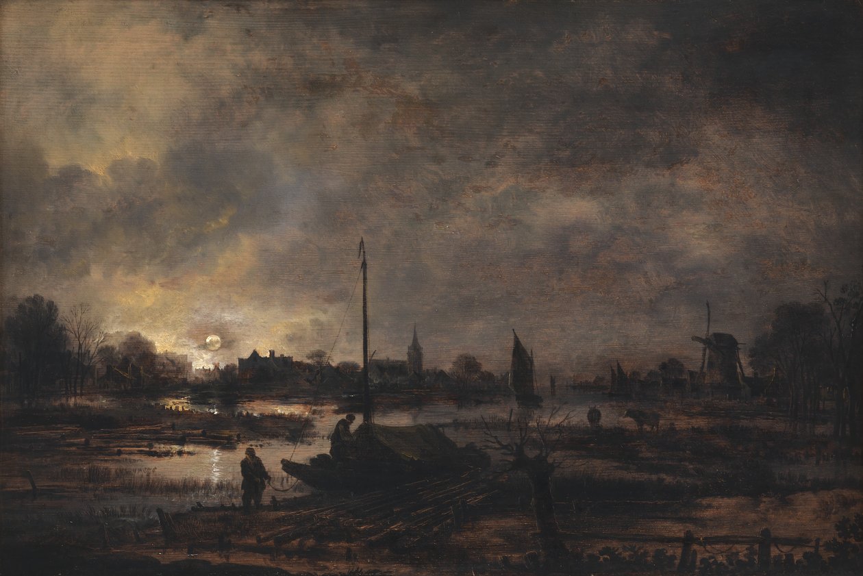 The Moon Rising over a Village by Aert van der Neer