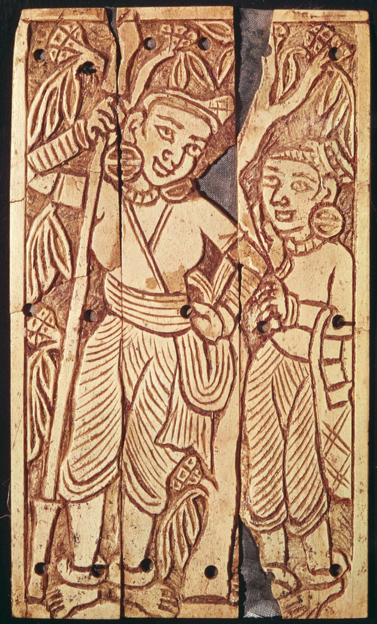 Two women under an Ashoka tree, from Begram, 1st-2nd century by Afghan School