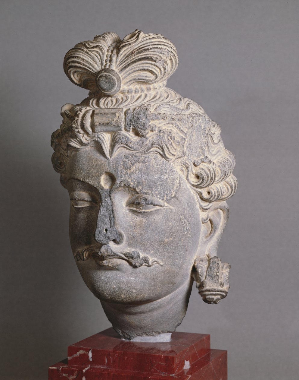 Head of a Bodhisattva, Greco-Buddhist style, from Buner, 2nd century by Afghan School
