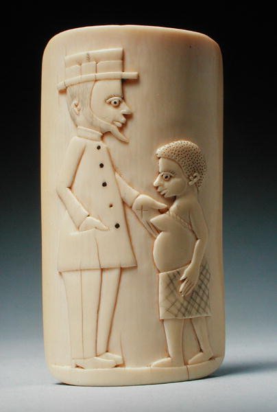 Plaque with figures of a European man and an African woman, Congo by African
