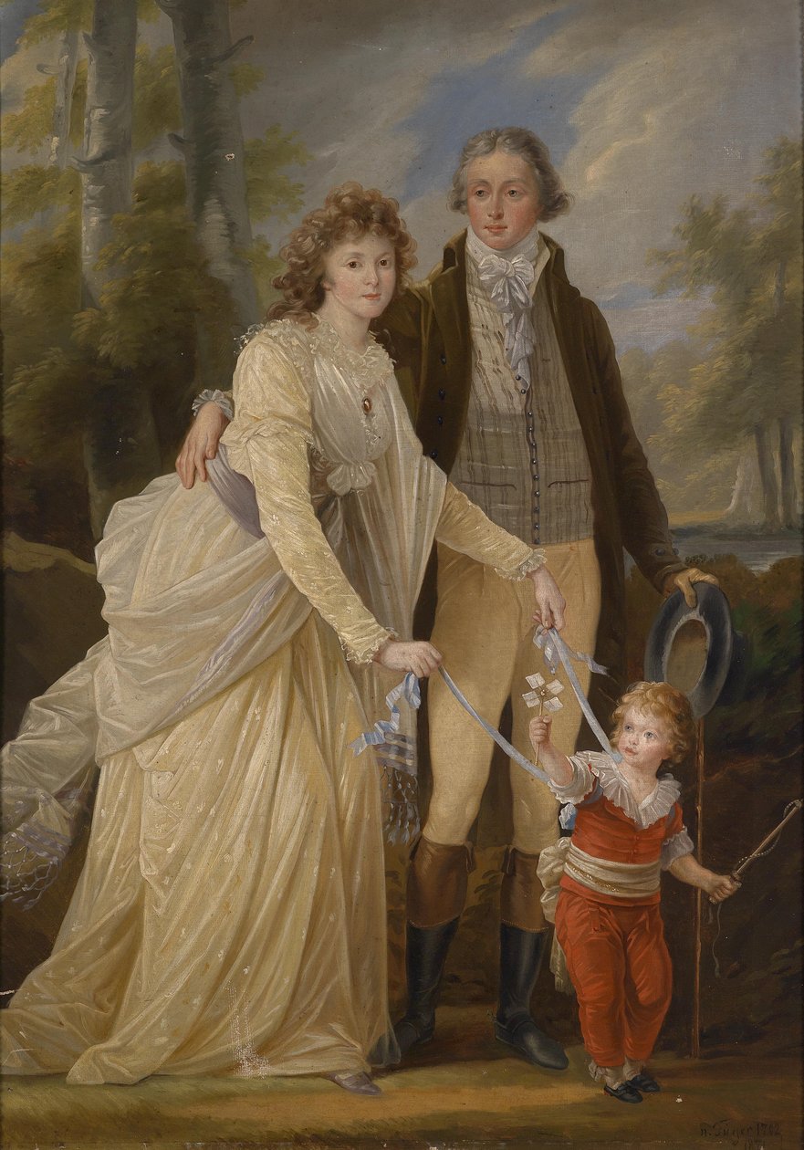 Prince Karl of Liechtenstein (1765-1795) with His Wife Maria Anna Josepha, Countess of Khevenhüller-Metsch (1770-1849) and Their Son Karl (1790-1865) by After Heinrich Füger