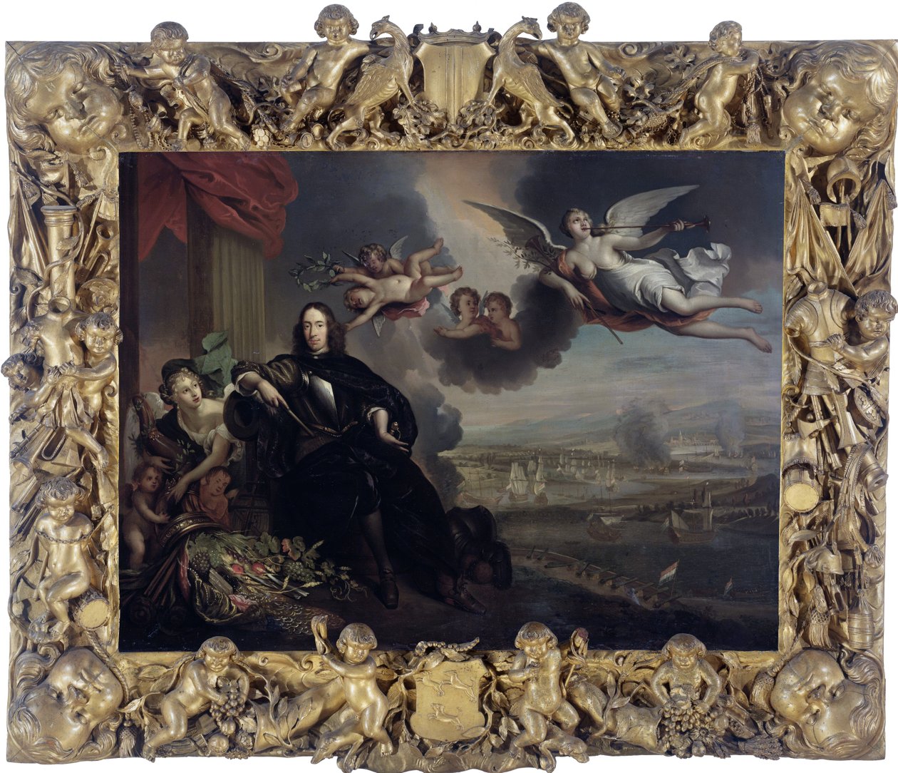 The Apotheosis of Cornelis de Witt, with the Raid on Chatham in the Background by After Jan de Baen