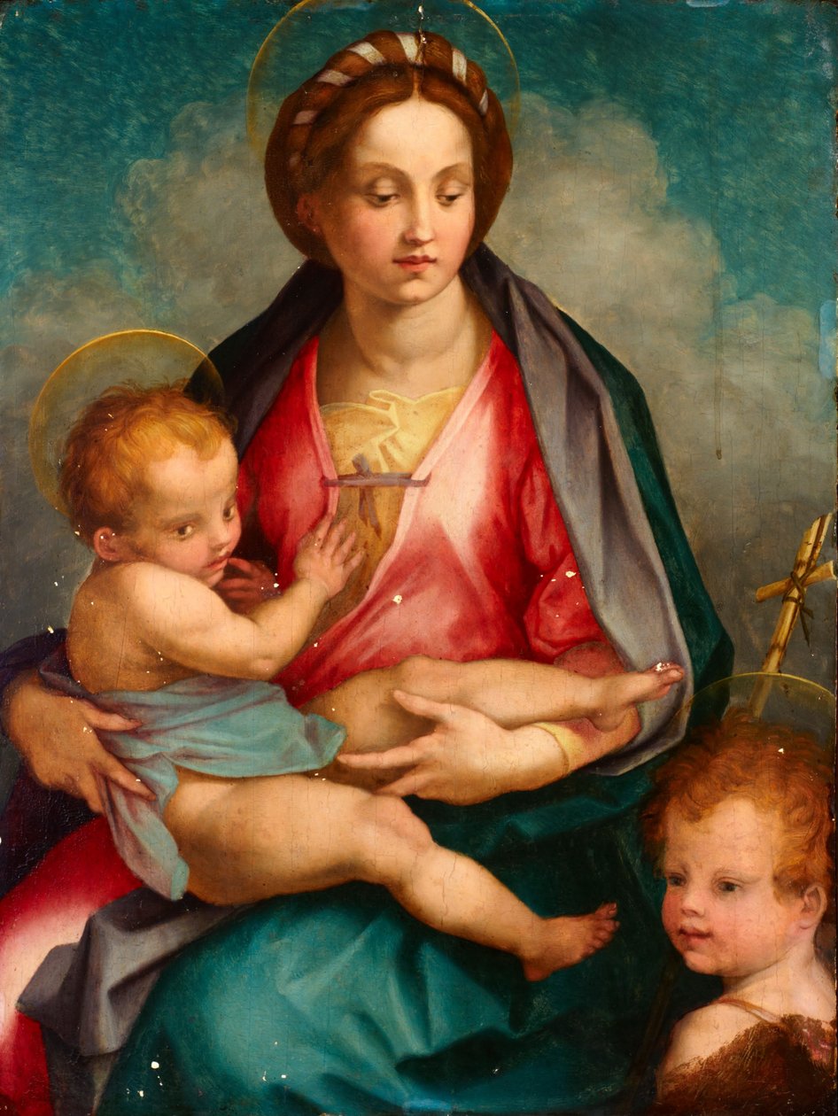 Madonna and Child with St John by Andrea del (after) Sarto
