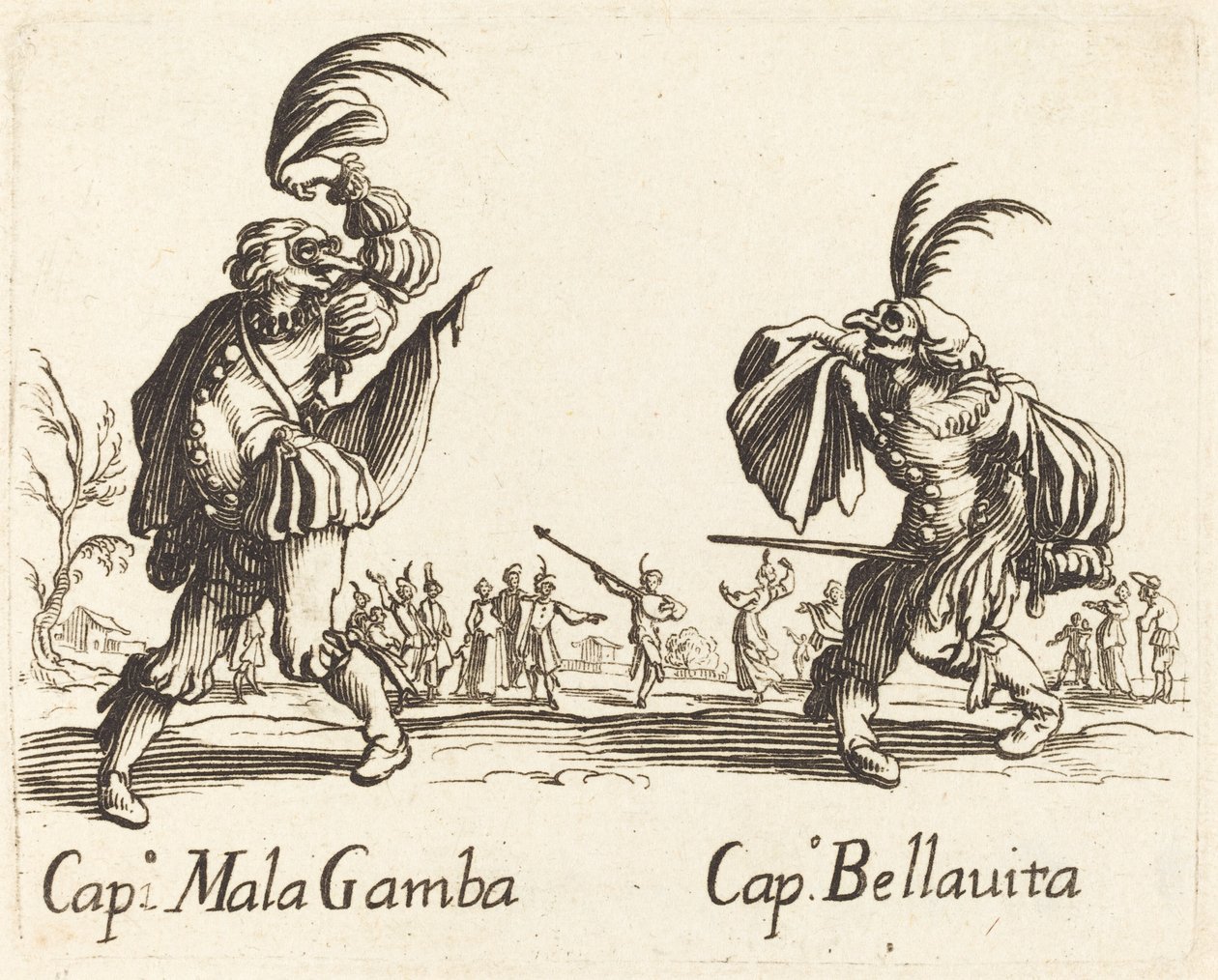 Cap. Mala Gamba and Cap. Bellavita by After Jacques Callot