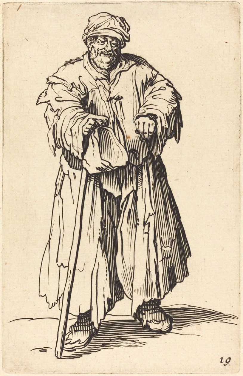 Fat Beggar with Eyes Cast Down by After Jacques Callot