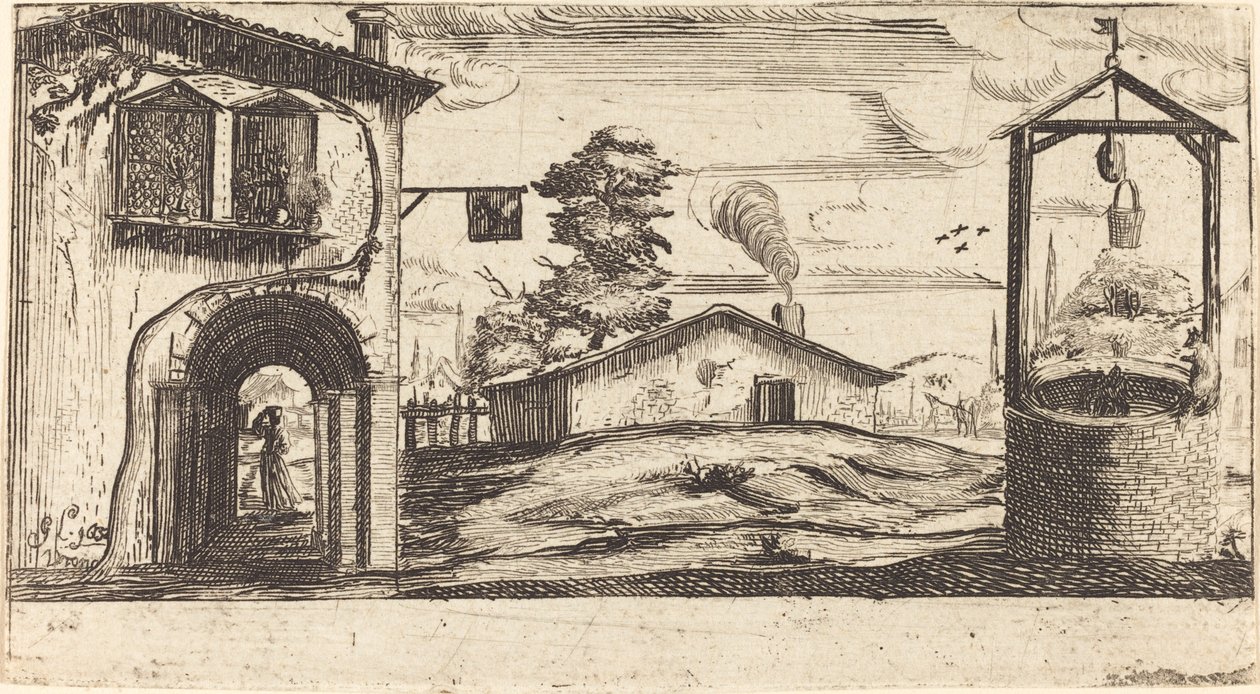 Landscape with a Well by After Jacques Callot