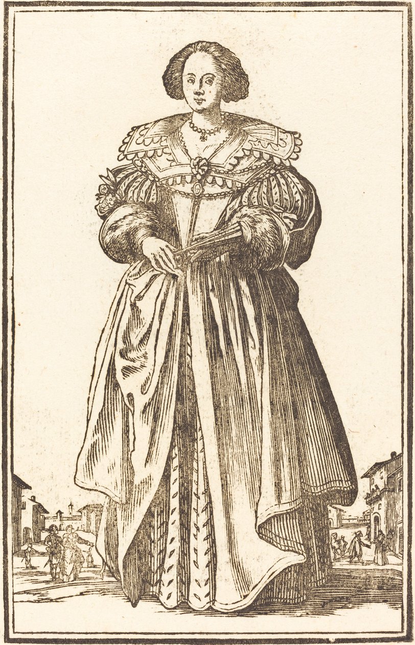 Noble Woman with Fan by After Jacques Callot