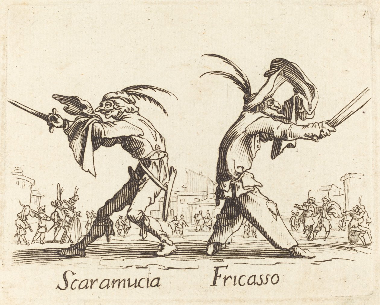 Scaramucia and Fricasso by After Jacques Callot