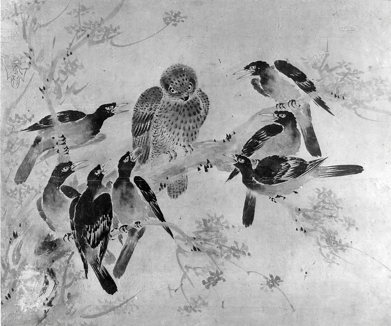 Mynah Birds Attacking an Owl by after Sesson Shūkei