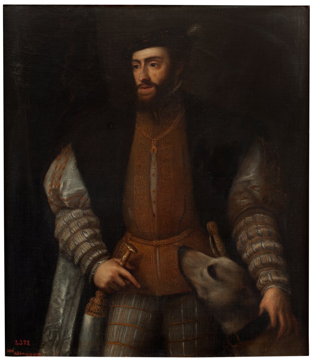 The Emperor Charles V with a Dog by after Titian