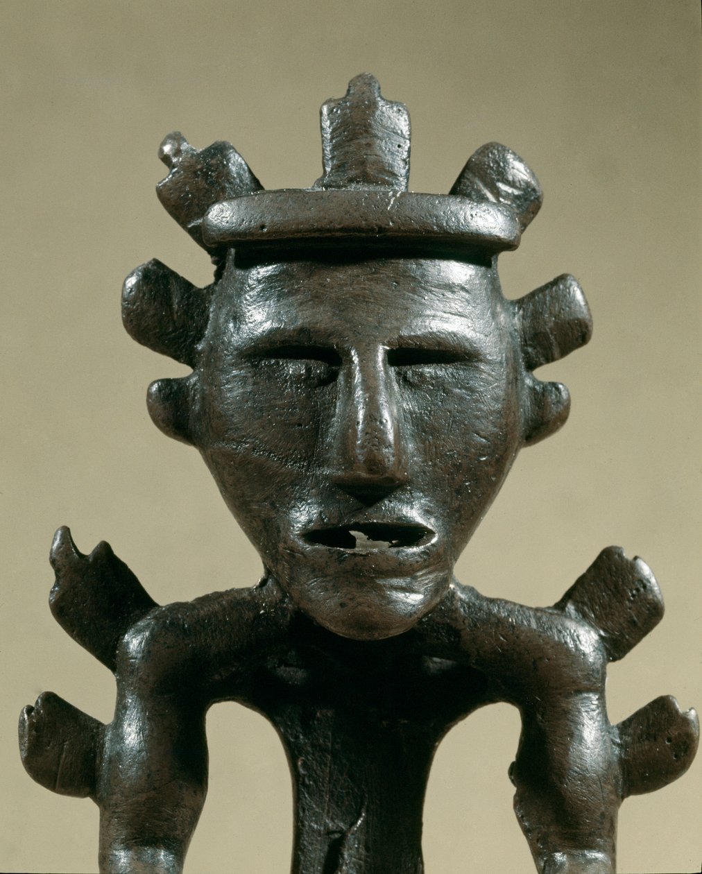 Prehistory: bronze warrior figurine of the Tresor of Galic. 1500 BC. Bronze Age. Moscow, State Historical Museum by Age Bronze