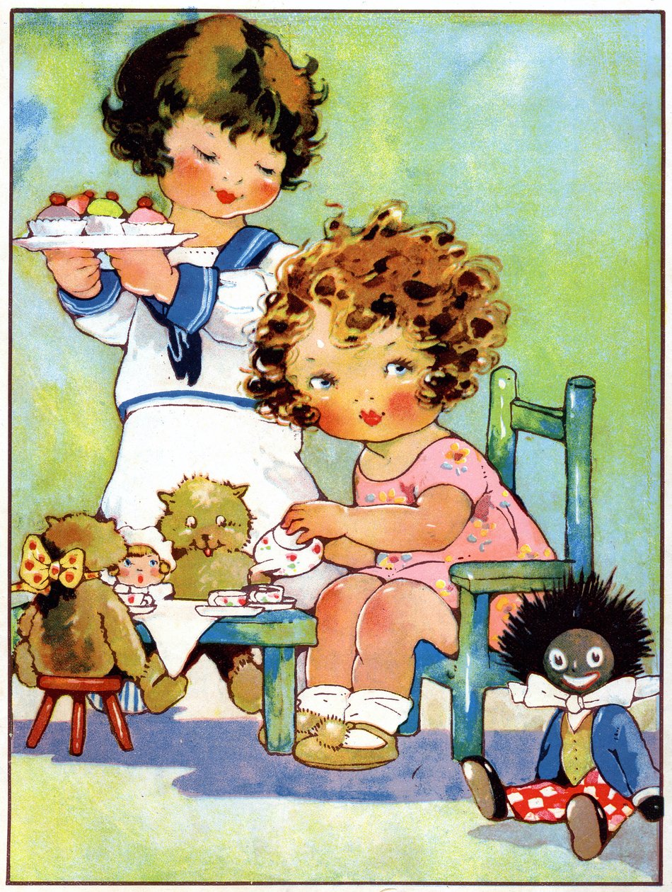 Little Girls Playing the Dinette, c.1920 (illustration) by Agnes Richardson