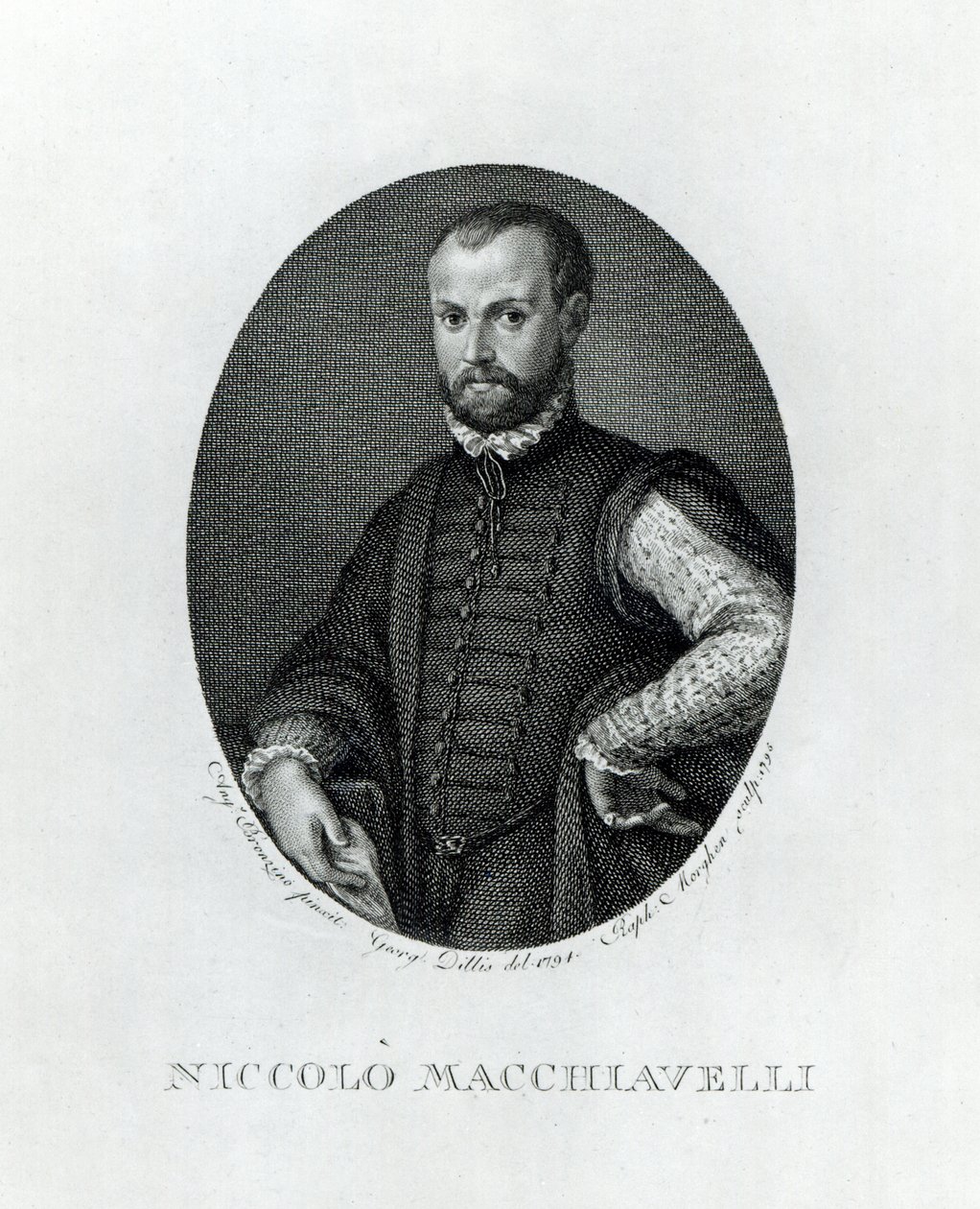 Portrait of Niccolo Machiavelli (1469-1527), engraved by Rafaello Morgan (1758-1833) in 1795 by Agnolo Bronzino