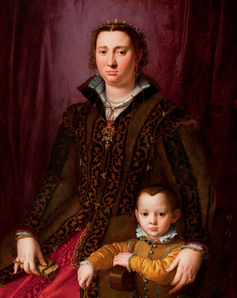 Portrait of Giovanna Chevara and her son Giovanni Montalvo by Agnolo (manner of) Bronzino