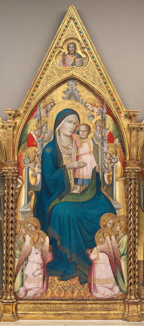 Madonna and Child Enthroned with Twelve Angels, and with the Blessing Christ (middle panel) by Agnolo Gaddi