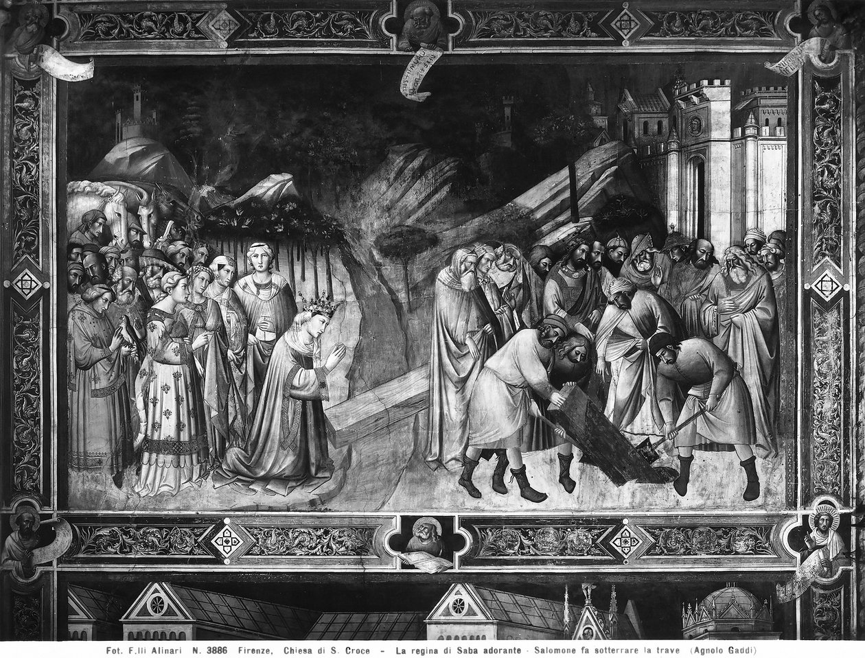 Queen of Sheba Adoring the Cross and Solomon Burying one of the Beams of the Cross by Agnolo Gaddi