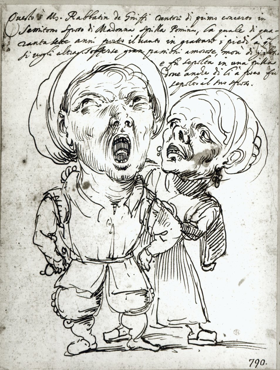 Caricature of Rabbatin de Griffi and his wife Spilla Pomina by Agostino Carracci