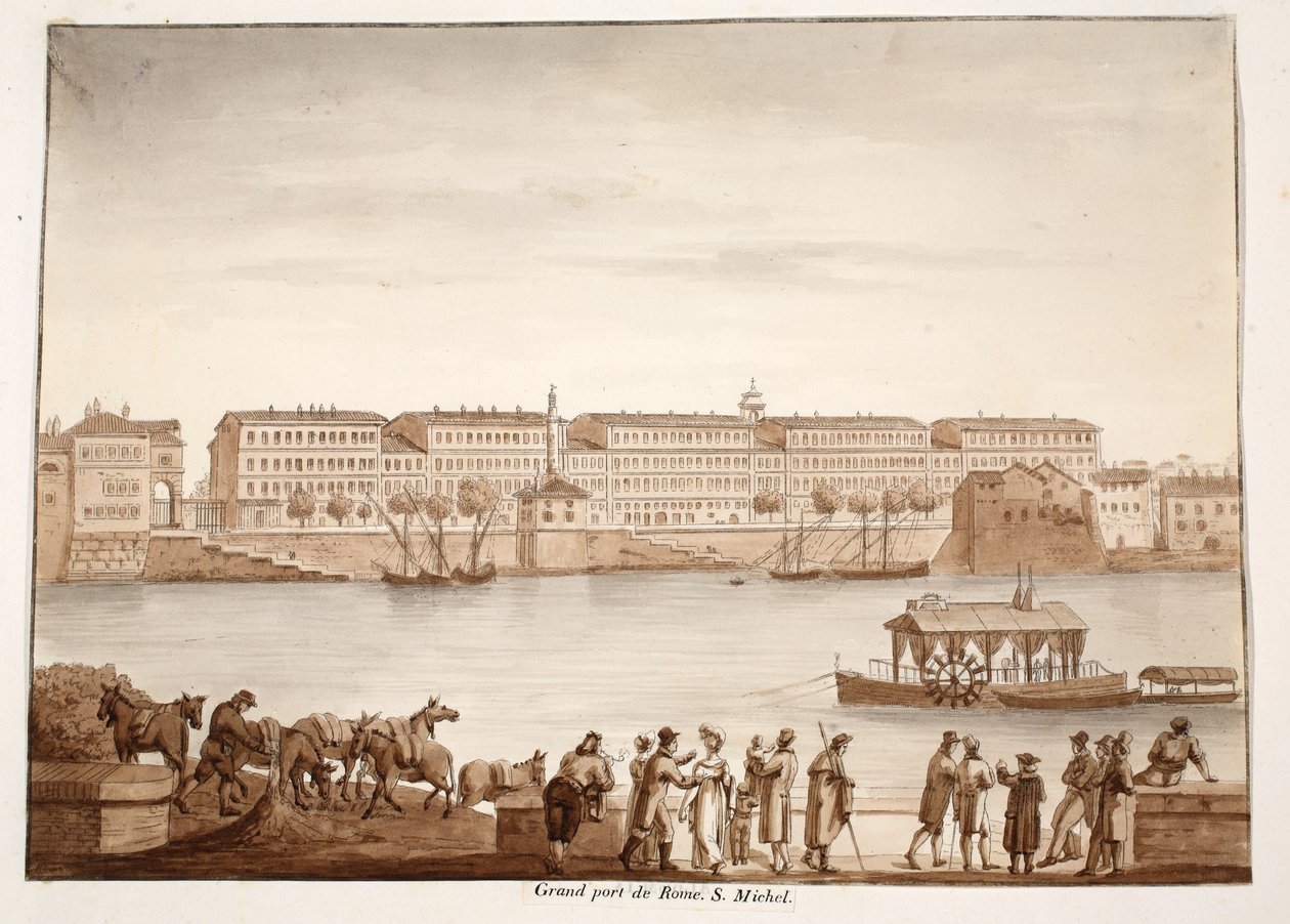 Porto di Ripa Grande and Ospizio di S. Michele, 1833 by Agostino Tofanelli