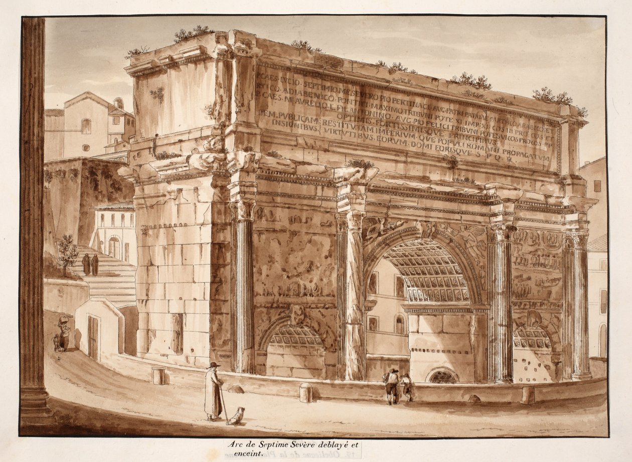 The Arch of Septimius Severus, Excavated and Surrounded by a Wall, 1833 by Agostino Tofanelli