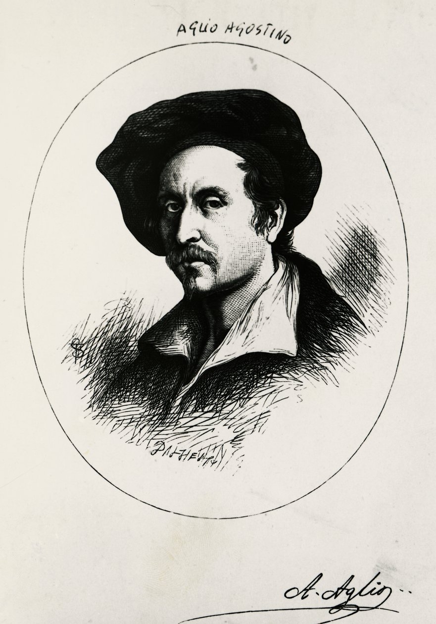 Self-Portrait of Agostino Aglio (engraving) by Agostino Aglio