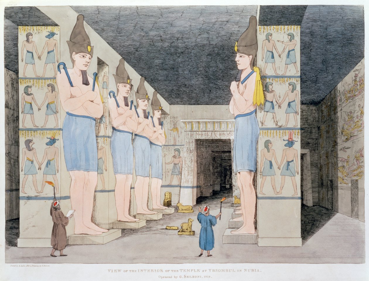 The Interior of the Temple at Ybsombul in Nubia, 1820-1822 by Agostino Aglio