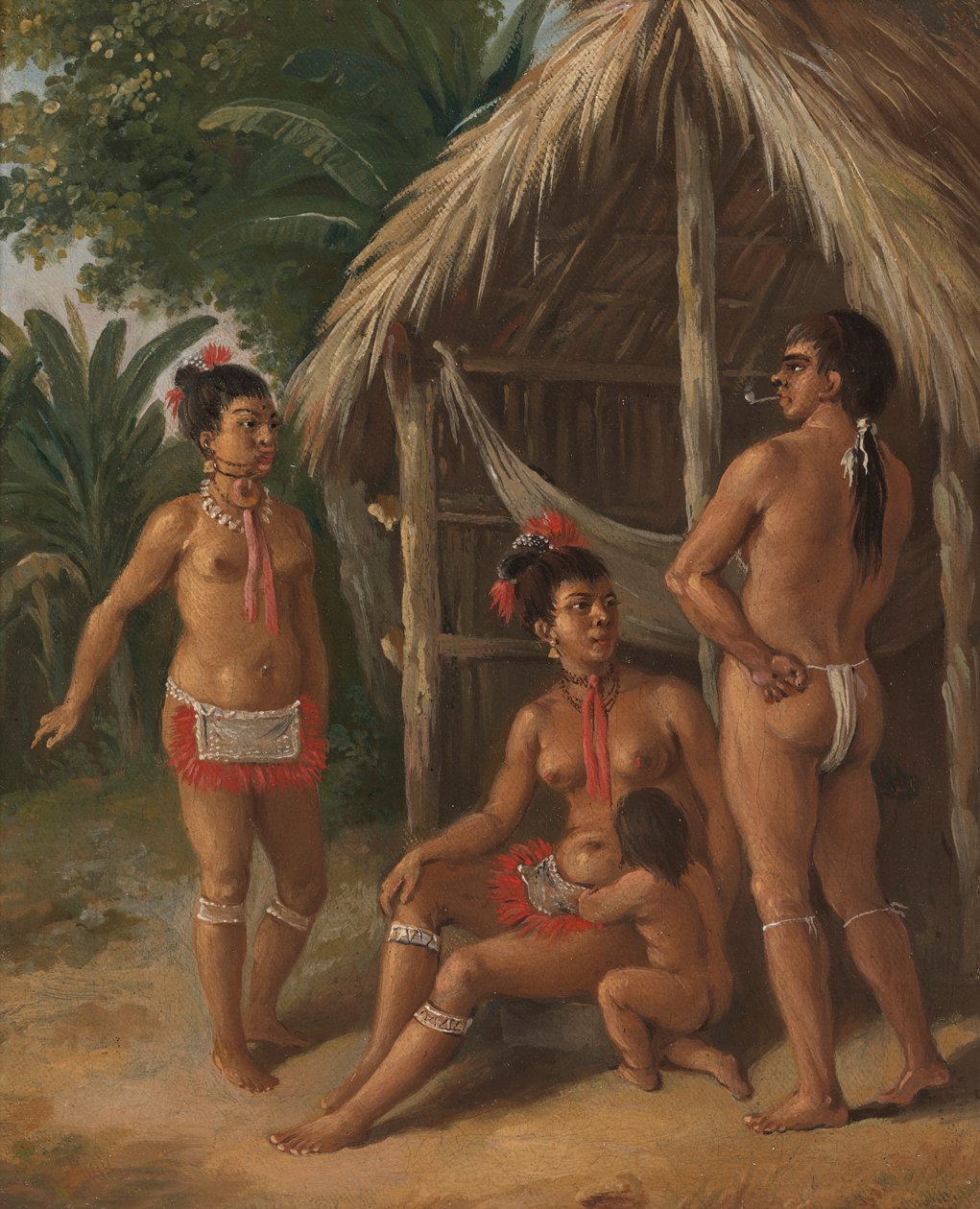 A Leeward Islands Carib family outside a Hut by Agostino Brunias